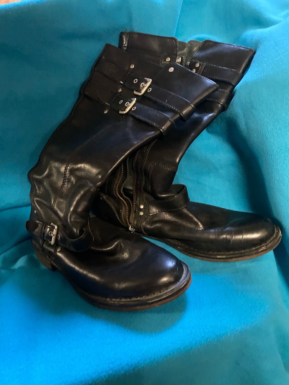 UGG Black Leather Buckle Mid-Calf Boots